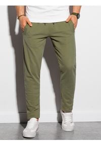 Ombre Clothing - Spodnie męskie dresowe P946 - khaki - XXL. Kolor: brązowy. Materiał: dresówka #3