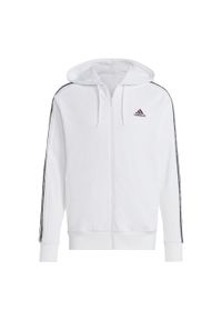 Adidas - Essentials French Terry 3-Stripes Full-Zip Hoodie. Kolor: zielony, wielokolorowy, biały