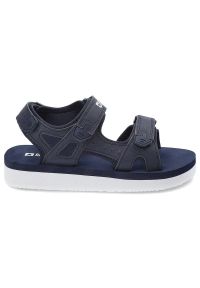 Big-Star - Granatowe Sandały Big Star Lekkie Buty Na Lato. Okazja: na spacer, na co dzień. Zapięcie: rzepy. Kolor: niebieski. Wzór: paski. Sezon: lato. Styl: casual, wakacyjny, sportowy #4