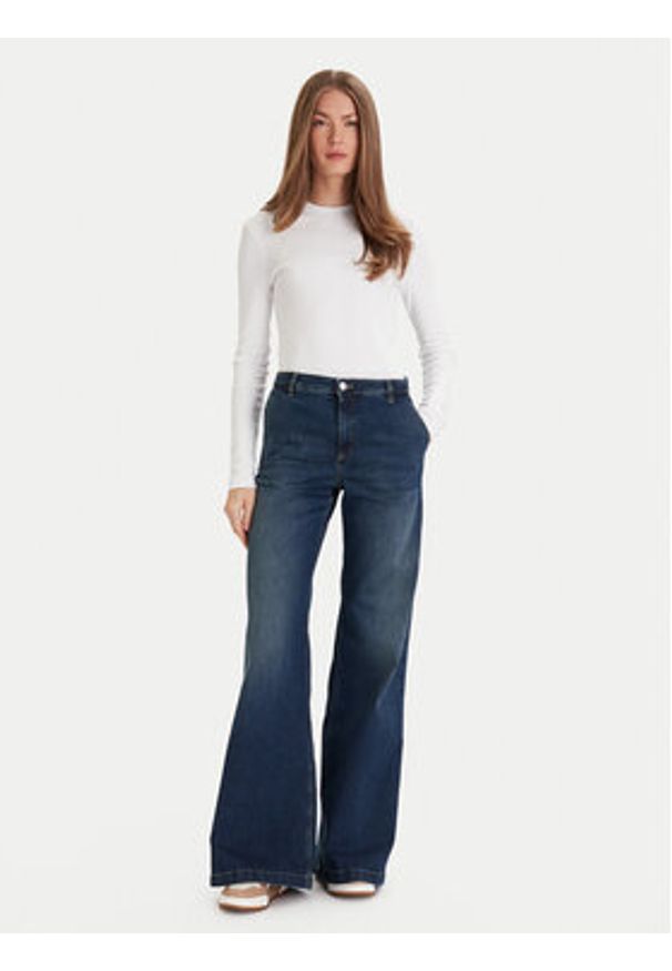 ViCOLO Jeansy DF5103 Niebieski Wide Leg. Kolor: niebieski