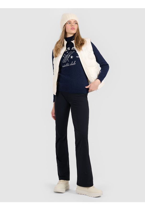 4f - 4F Golf z wełną damski - granatowy XL. Okazja: na co dzień. Typ kołnierza: golf. Kolor: niebieski. Materiał: wełna. Sezon: zima. Styl: casual