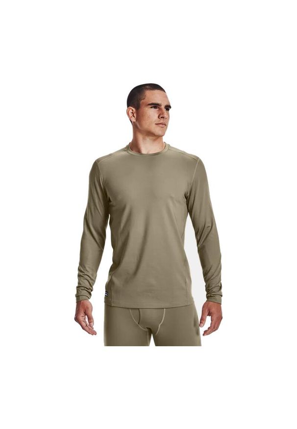 Koszulka termoaktywna męska Under Armour Tactical Crew CGI Base. Kolor: beżowy. Długość rękawa: długi rękaw. Długość: długie. Sport: bieganie