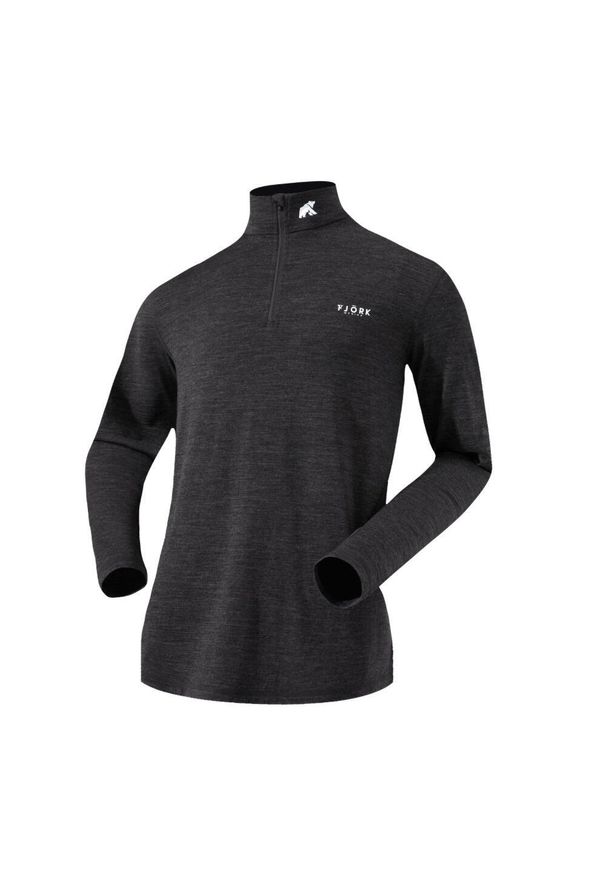 FJORK MERINO - Koszulka z długim rękawem męska wykonana w 100% z wełny merynosów – Finn 210 Zip. Kolor: szary. Materiał: wełna. Długość rękawa: długi rękaw. Długość: długie