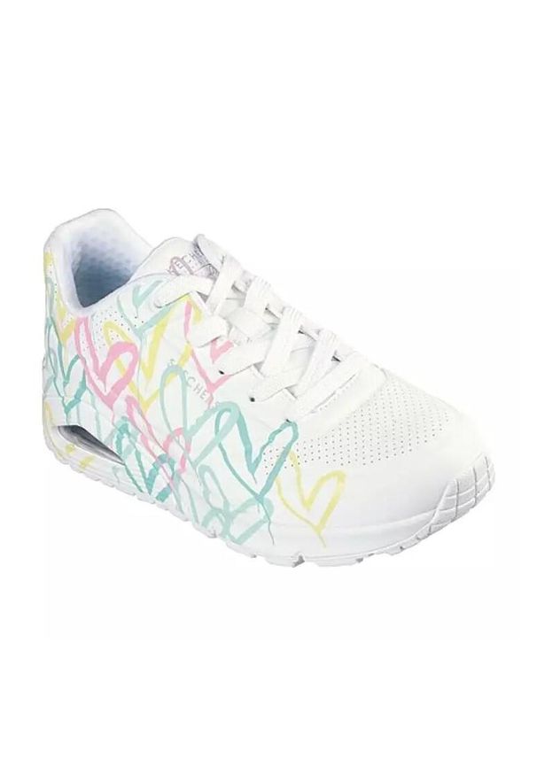 skechers - Buty do chodzenia damskie Skechers Uno Changed Love. Kolor: biały. Materiał: tkanina, syntetyk, materiał. Model: Skechers Sport. Sport: turystyka piesza