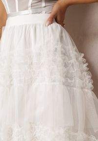 Renee - Biała Tiulowa Spódnica Rozkloszowana Agandya. Kolor: biały. Materiał: tiul #3