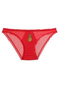 Intica - Figi z haftem owocowym z delikatnego materiału Anjana. Kolor: czerwony. Materiał: materiał. Wzór: haft