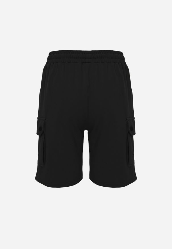 Born2be - Czarne Szorty z Bawełną w Stylu Safari z Kieszeniami Cargo Sabririla. Okazja: na co dzień. Kolor: czarny. Materiał: bawełna. Długość: długie. Sezon: lato. Styl: casual