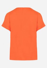 Born2be - Pomarańczowa Bawełniana Bluzka z Kieszonką na Boku Quilea. Kolor: pomarańczowy. Materiał: bawełna. Styl: elegancki