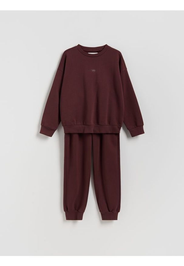 Reserved - Komplet oversize - bordowy. Kolor: czerwony. Materiał: bawełna, dzianina