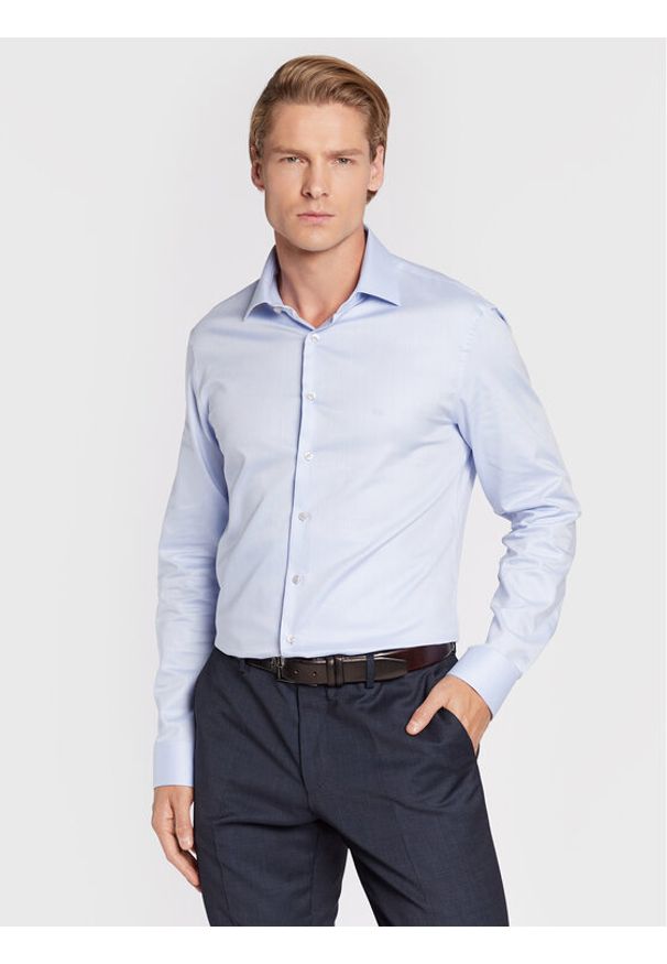 Calvin Klein Koszula K10K108427 Błękitny Fitted Fit. Kolor: niebieski. Materiał: bawełna