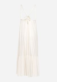 Born2be - Beżowa Wiskozowa Sukienka z Ramiączkami Zdobiona Cekinami i Metaliczną Nitką Comalara. Okazja: na co dzień, na imprezę. Typ kołnierza: dekolt w serek. Kolor: beżowy. Materiał: wiskoza. Długość rękawa: na ramiączkach. Wzór: aplikacja. Styl: casual #6