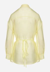 Born2be - Żółta Koszula z Transparentnymi Rękawami Silomea. Okazja: na co dzień. Kolor: żółty. Materiał: jeans. Wzór: aplikacja. Styl: casual #6
