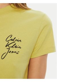 Calvin Klein Jeans T-Shirt Script Institutional J20J224984 Zielony Slim Fit. Kolor: zielony. Materiał: bawełna