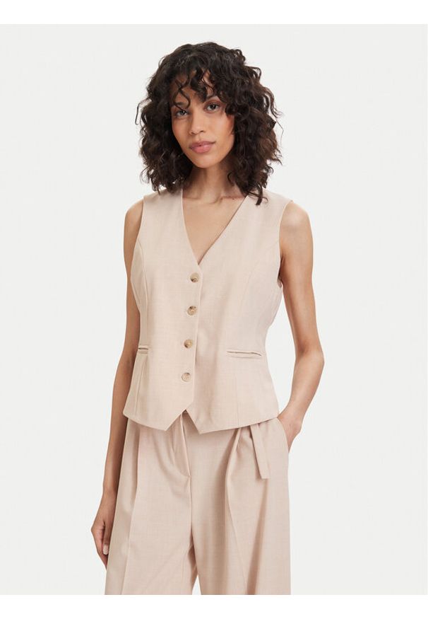 Maryley Kamizelka 26EB123/08BE Beżowy Regular Fit. Kolor: beżowy. Materiał: syntetyk