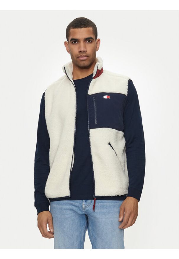 Tommy Jeans Kamizelka Teddy DM0DM18900 Écru Relaxed Fit. Materiał: syntetyk