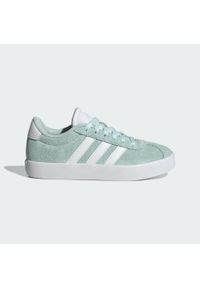 Adidas - Buty VL Court 3.0 Kids. Kolor: biały, wielokolorowy, zielony, czarny. Materiał: zamsz, materiał