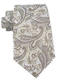 Męski Krawat - Chattier - Kolor Śmietankowy z Wzorem Paisley. Kolor: wielokolorowy, brązowy, beżowy. Materiał: tkanina. Wzór: paisley. Styl: elegancki, klasyczny, wizytowy #1