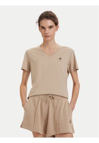 Beverly Hills Polo Club T-Shirt P-SS26W-TS516518 Beżowy Regular Fit. Typ kołnierza: polo. Kolor: beżowy. Materiał: bawełna #1