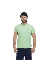 LEONE 1947 APPAREL - T-shirt męski z efektem sprania plaży. Kolor: zielony. Materiał: tkanina. Sport: fitness