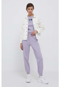Calvin Klein Jeans spodnie dresowe kolor fioletowy gładkie. Kolor: fioletowy. Materiał: dresówka. Wzór: gładki #3