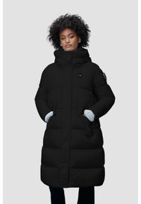 Blauer USA - BLAUER Czarny damski płaszcz Lena Raincoat Long Jackets. Kolor: czarny. Materiał: poliamid, puch. Długość rękawa: długi rękaw. Długość: długie. Styl: elegancki #1