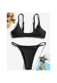 Intica - Bikini z ozdobnymi kółeczkami regulowane na lato Mareike. Kolor: czarny. Materiał: materiał