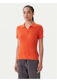 TOMMY HILFIGER - Tommy Hilfiger Sweter Fine WW0WW41474 Pomarańczowy Regular Fit. Kolor: pomarańczowy