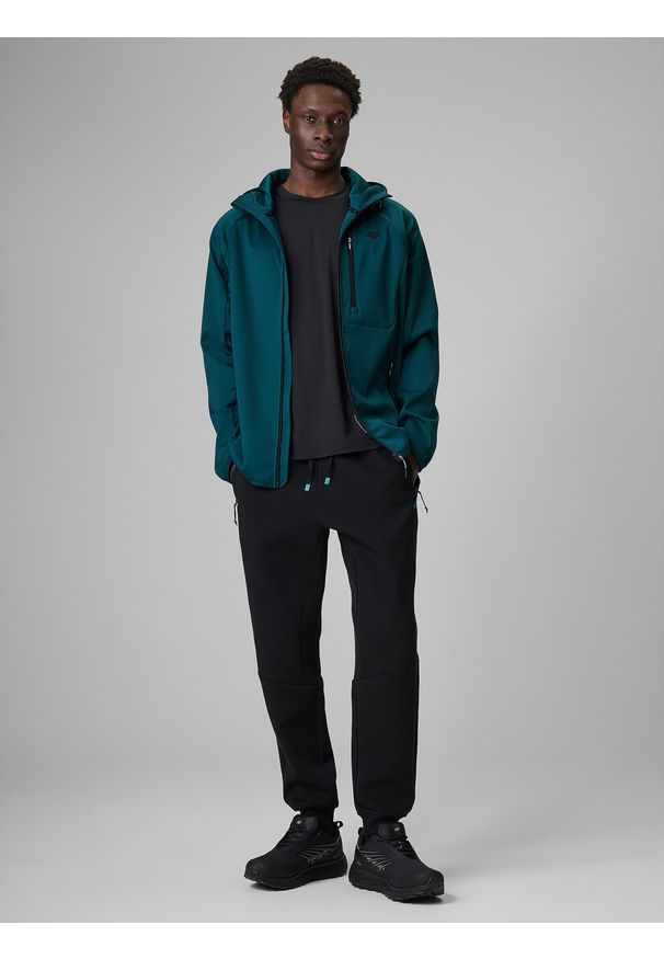 4f - 4F Kurtka softshell wiatroodporna membrana 5000 męska - zielona L. Kolor: turkusowy. Materiał: softshell. Wzór: gładki