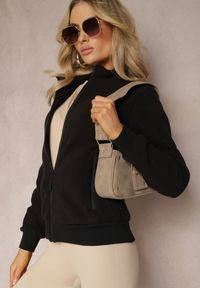 Renee - Czarna Polarowa Bluza Zasuwana z Kołnierzem Incala. Kolor: czarny. Materiał: polar. Styl: sportowy