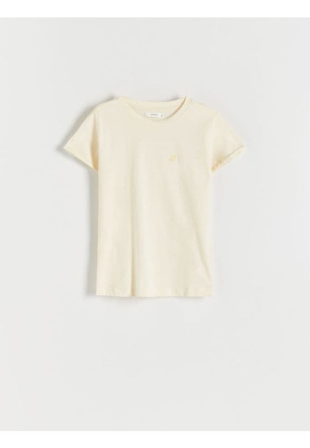Reserved - T-shirt slim fit - jasnożółty. Kolor: żółty. Materiał: bawełna