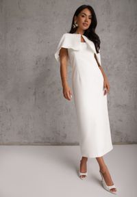 Renee - Biała Sukienka VICES o Dopasowanym Kroju z Narzutką Kelaleno. Okazja: na randkę, na imprezę. Kolor: biały. Materiał: poliester. Długość rękawa: na ramiączkach. Typ sukienki: dopasowane #6