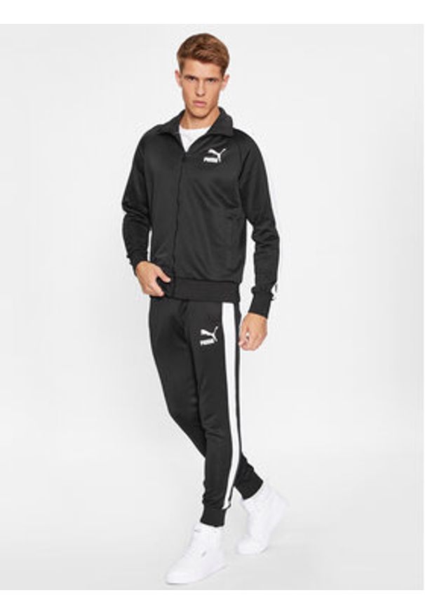 Puma Spodnie dresowe Iconic T7 530098 Czarny Regular Fit. Kolor: czarny. Materiał: bawełna