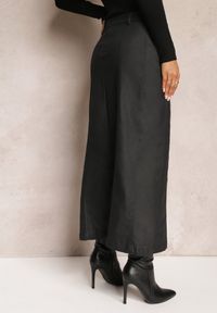 Renee - Czarna Maxi Trapezowa Spódnica z Ekoskóry Agapito. Kolor: czarny. Materiał: materiał, skóra