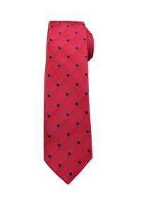 Krawat Męski, Czerwony w Grochy - Angelo di Monti. Kolor: czerwony. Wzór: grochy
