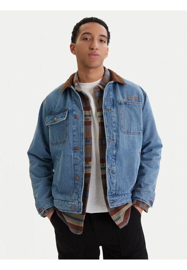 RVCA Kurtka jeansowa Post Dayshift 23A213506 Niebieski Regular Fit. Kolor: niebieski. Materiał: bawełna