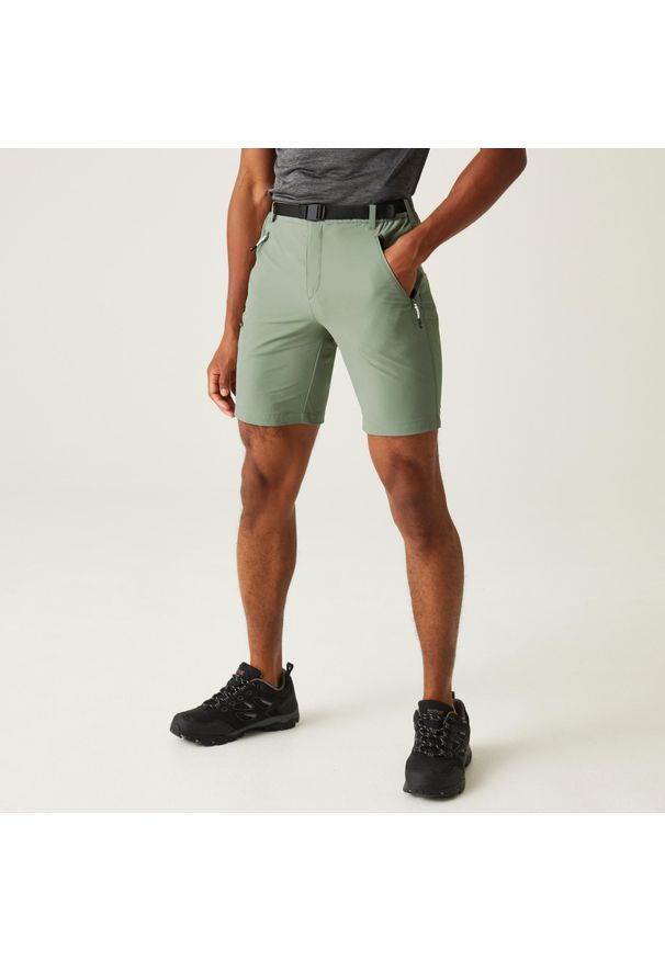 Regatta - Xert Lekkie i wodoodporne męskie szorty. Kolor: zielony. Materiał: elastan, poliamid. Sport: turystyka piesza