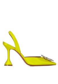AMINA MUADDI - Żółte sandały na szpilce Begum Sling. Zapięcie: klamry. Kolor: żółty. Materiał: jedwab, satyna. Obcas: na szpilce. Wysokość obcasa: średni #12