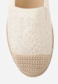 Born2be - Beżowe Koronkowe Espadryle z Plecionką na Nosku Zynava. Kolor: beżowy. Materiał: koronka. Sezon: wiosna, lato. Styl: klasyczny #4