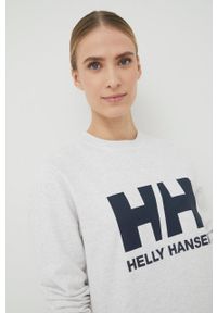 Helly Hansen bluza damska kolor biały 34003-071. Okazja: na co dzień. Kolor: szary. Materiał: bawełna, dzianina. Długość rękawa: długi rękaw. Długość: długie. Wzór: nadruk. Styl: casual #5