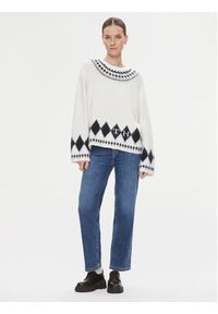TOMMY HILFIGER - Tommy Hilfiger Sweter Fairisle WW0WW40089 Écru Oversize. Materiał: wełna, syntetyk #3