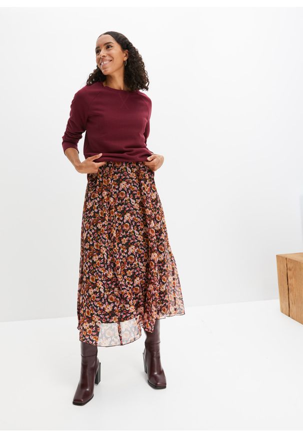 bonprix - Bluza dresowa. Kolor: czerwony. Materiał: poliester, dresówka
