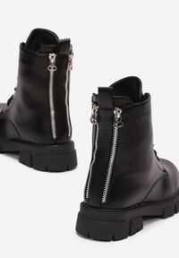 Born2be - Czarne Botki Workery z Sznurowaniem Caroilra. Okazja: na co dzień. Kolor: czarny. Styl: casual