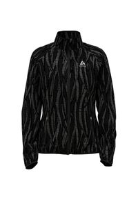 Kurtka do biegania damska Odlo Jacket ESSENTIAL LIGHT PRINT. Kolor: wielokolorowy, czarny, szary. Wzór: nadruk