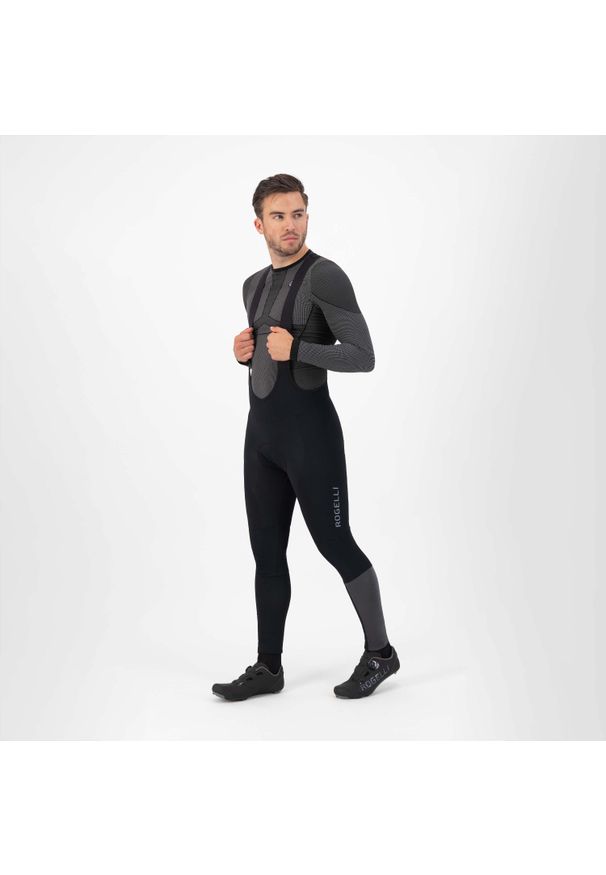 ROGELLI - Spodnie rowerowe męskie Rogelli Essential HiVis z wkładką żelową. Kolor: czarny. Sport: kolarstwo