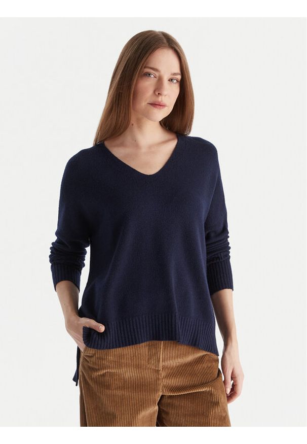 Kontatto Sweter 3M0842C Granatowy Relaxed Fit. Kolor: niebieski. Materiał: wiskoza