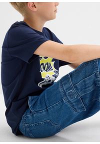 bonprix - Dżinsy typu cargo w fasonie loose fit z regulowanym pasem, prosta nogawka. Kolor: niebieski #3