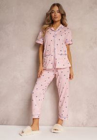 Renee - Różowy 2-częściowy Komplet Piżamowy z Koszulą na Guziki i Spodniami z Gumką w Talii Peneleta. Kolor: różowy. Długość: długie #3