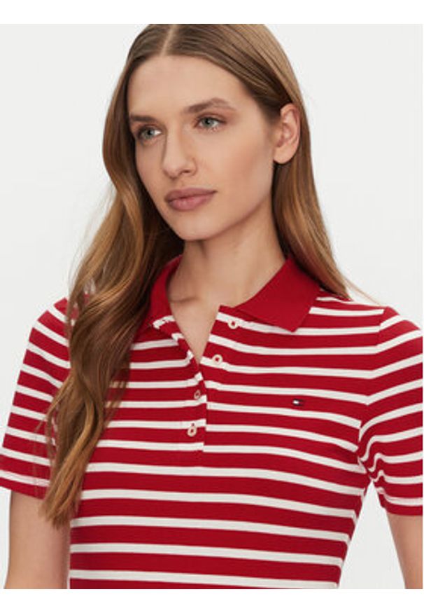 TOMMY HILFIGER - Tommy Hilfiger Polo 1985 WW0WW43225 Czerwony Slim Fit. Typ kołnierza: polo. Kolor: czerwony. Materiał: bawełna