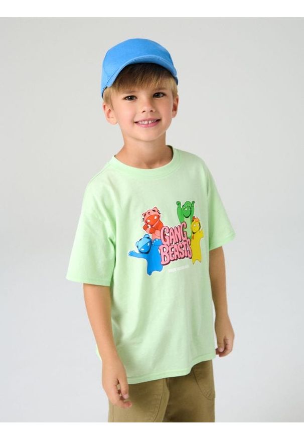 Sinsay - Koszulka Gang Beast - zielony. Kolor: zielony