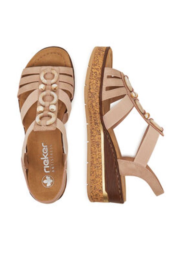 Rieker Sandały 63778-31 Beżowy. Kolor: beżowy. Materiał: materiał